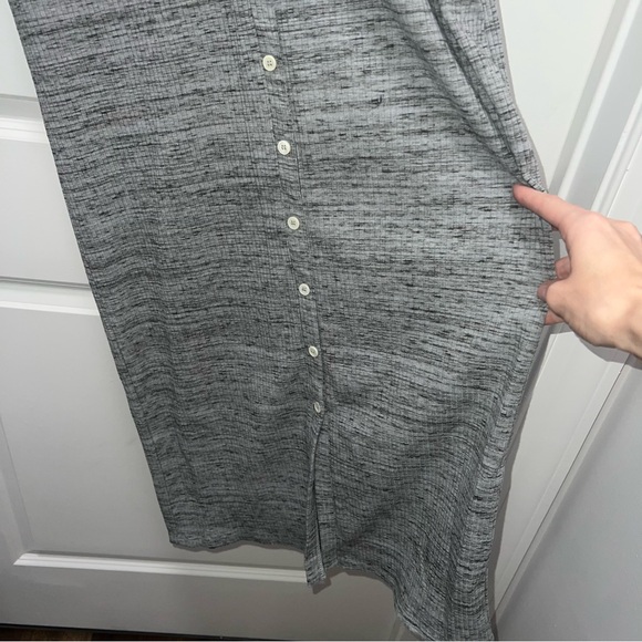 Hatch Heather Gray Ribbed Button Down Long-Sleeve Dress - Picture 4 of 8